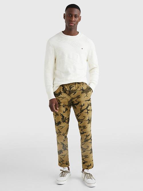 Muške Tommy Hilfiger Textured Camo Jumper Džemper Bela | TH072EBV