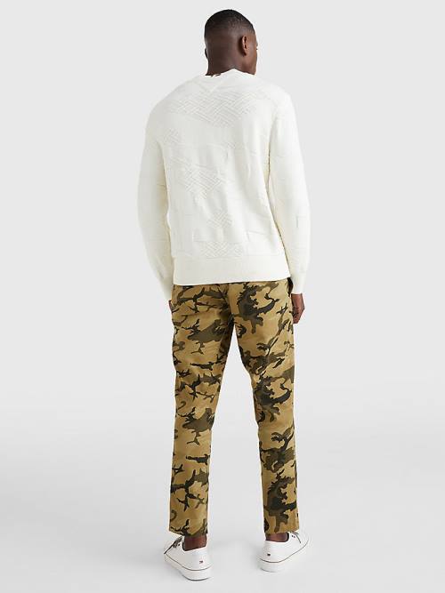 Muške Tommy Hilfiger Textured Camo Jumper Džemper Bela | TH072EBV