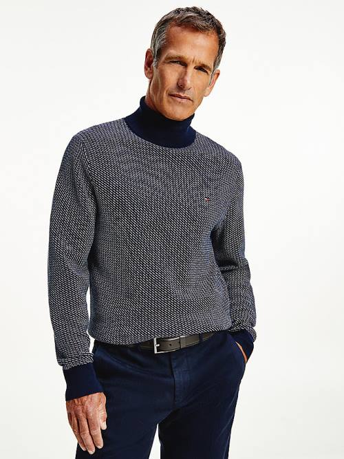 Muške Tommy Hilfiger Textured Roll Neck Jumper Džemper Plava | TH341FQK