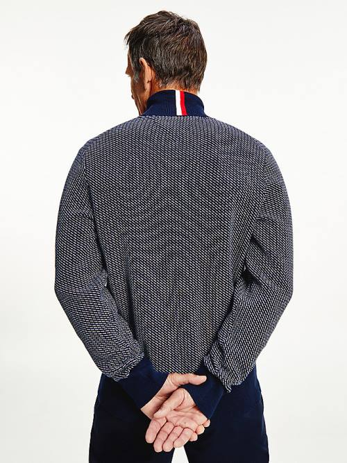 Muške Tommy Hilfiger Textured Roll Neck Jumper Džemper Plava | TH341FQK