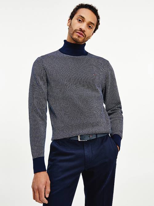 Muške Tommy Hilfiger Textured Roll Neck Jumper Džemper Plava | TH341FQK