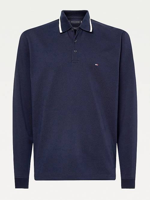 Muške Tommy Hilfiger Tipped Long Sleeve Regular Fit Polo Majice Plava | TH124ZMK