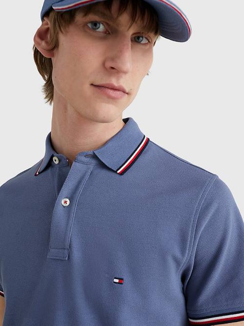 Muške Tommy Hilfiger Tipped Slim Fit Polo Majice Plava | TH586LJP