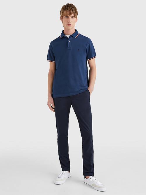 Muške Tommy Hilfiger Tipped Slim Fit Polo Majice Plava | TH752GNU