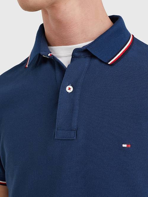 Muške Tommy Hilfiger Tipped Slim Fit Polo Majice Plava | TH752GNU