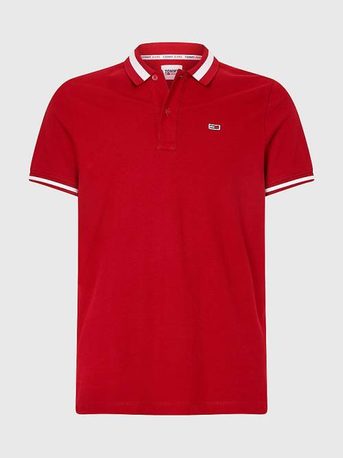 Muške Tommy Hilfiger Tipped Stretch Slim Fit Polo Majice Crveni | TH148NUS