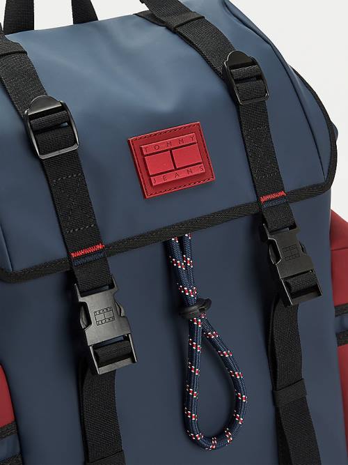 Muške Tommy Hilfiger Tommy Badge Double Clip Backpack Torbe Plava | TH459PQW