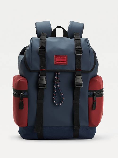 Muške Tommy Hilfiger Tommy Badge Double Clip Backpack Torbe Plava | TH459PQW