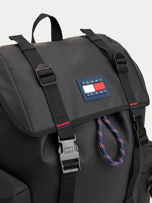 Muške Tommy Hilfiger Tommy Badge Double Clip Backpack Torbe Crna | TH632BYA