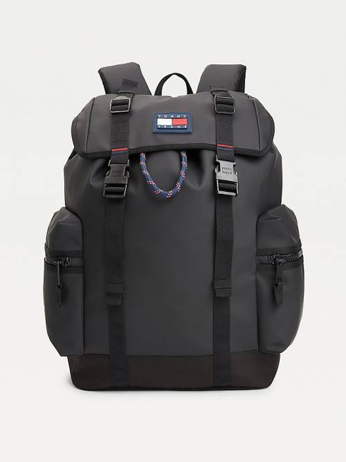 Muške Tommy Hilfiger Tommy Badge Double Clip Backpack Torbe Crna | TH632BYA