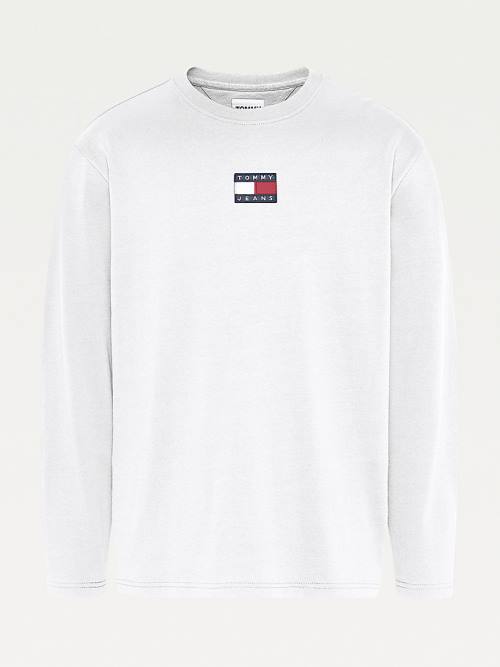 Muške Tommy Hilfiger Tommy Badge Long Sleeve Majice Bela | TH145GZB