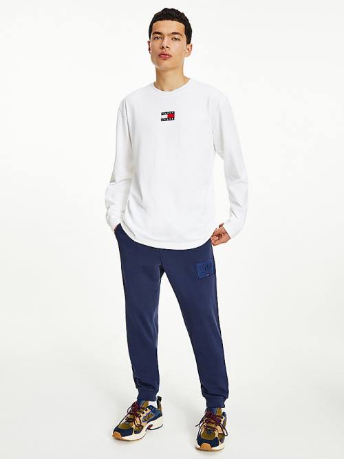 Muške Tommy Hilfiger Tommy Badge Long Sleeve Majice Bela | TH145GZB