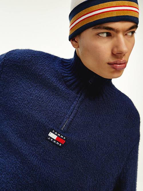 Muške Tommy Hilfiger Tommy Badge Mock Turtleneck Jumper Džemper Plava | TH706WSQ