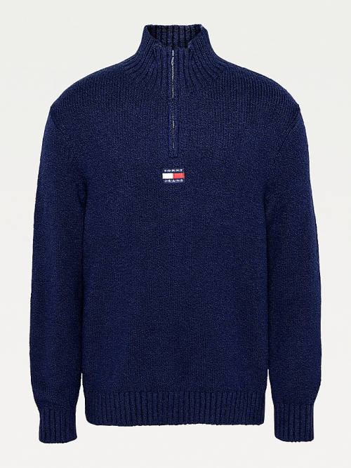 Muške Tommy Hilfiger Tommy Badge Mock Turtleneck Jumper Džemper Plava | TH706WSQ