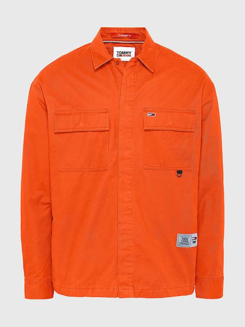 Muške Tommy Hilfiger Tommy Jeans Tech Organic Cotton Twill Overshirt Košulje Crveni | TH862UPV