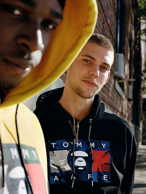 Muške Tommy Hilfiger Tommy X AAPE Duks Hoodie Crna | TH805WHF