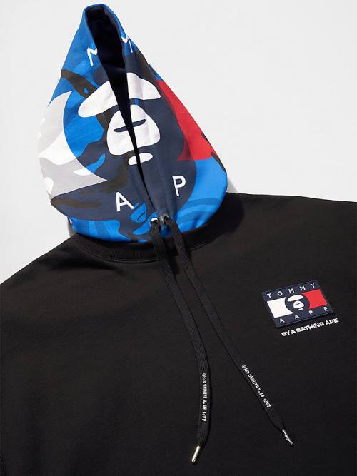 Muške Tommy Hilfiger Tommy X AAPE Full Face Duks Hoodie Crna | TH879AZY