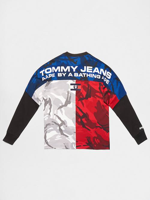 Muške Tommy Hilfiger Tommy X AAPE Long Sleeve Majice Crna | TH160KHG