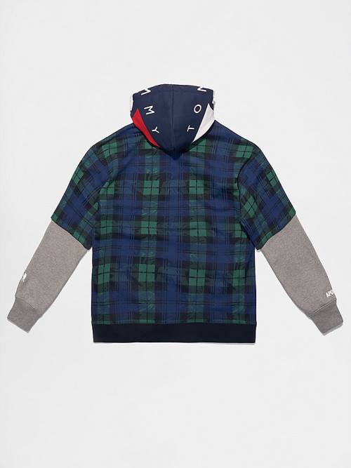 Muške Tommy Hilfiger Tommy X AAPE Plaid Duks Hoodie Plava | TH608TBK