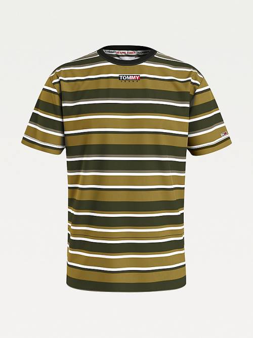 Muške Tommy Hilfiger Tonal Stripe Majice Zeleno | TH830GCZ