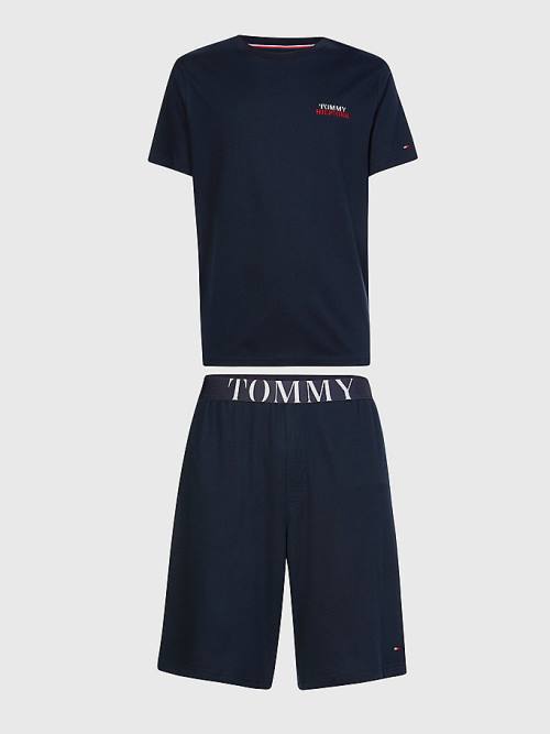 Muške Tommy Hilfiger Ultra Soft Logo Set Pidžama Plava | TH940GHI