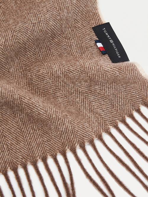 Muške Tommy Hilfiger Uptown Pure Wool Herringbone Marame Braon | TH905AHJ