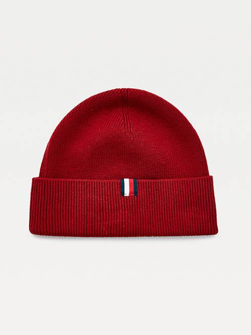 Muške Tommy Hilfiger Uptown Wool Cotton Beanie Kape Crveni | TH718LZP