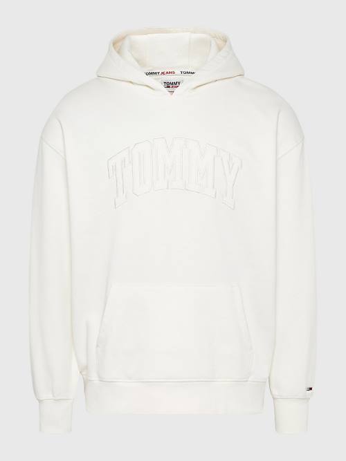 Muške Tommy Hilfiger Varsity Logo Duks Hoodie Bela | TH091MWL