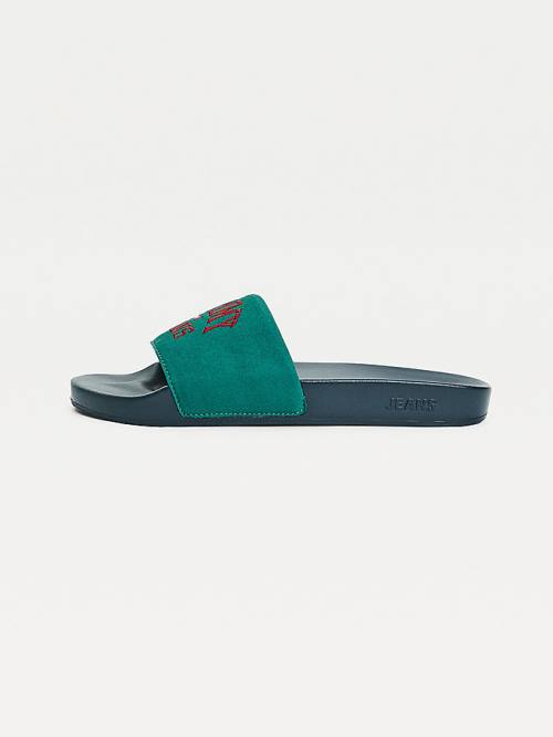 Muške Tommy Hilfiger Varsity Pool Slides Sandale Zeleno | TH703ANO