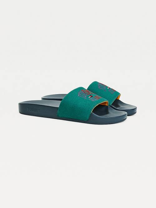 Muške Tommy Hilfiger Varsity Pool Slides Sandale Zeleno | TH703ANO