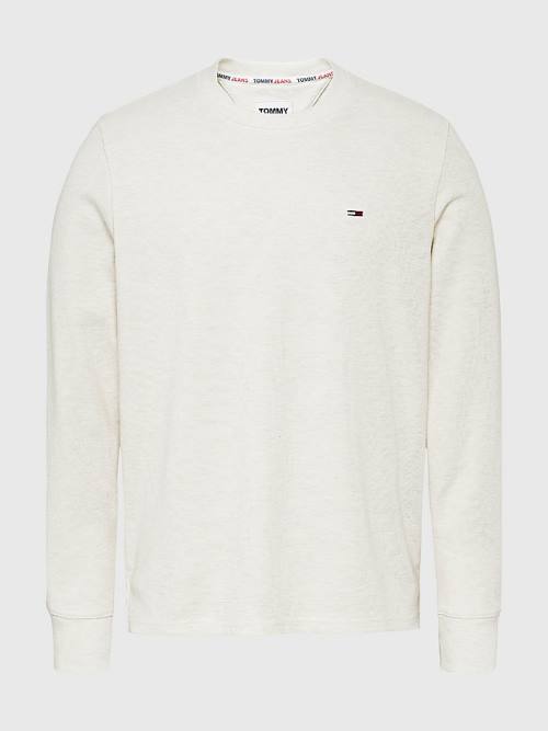 Muške Tommy Hilfiger Waffle Crew Neck Long Sleeve Top Majice Bela | TH675RGC