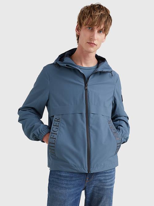 Muške Tommy Hilfiger Water Repellent Hooded Jakna Plava | TH639XWU