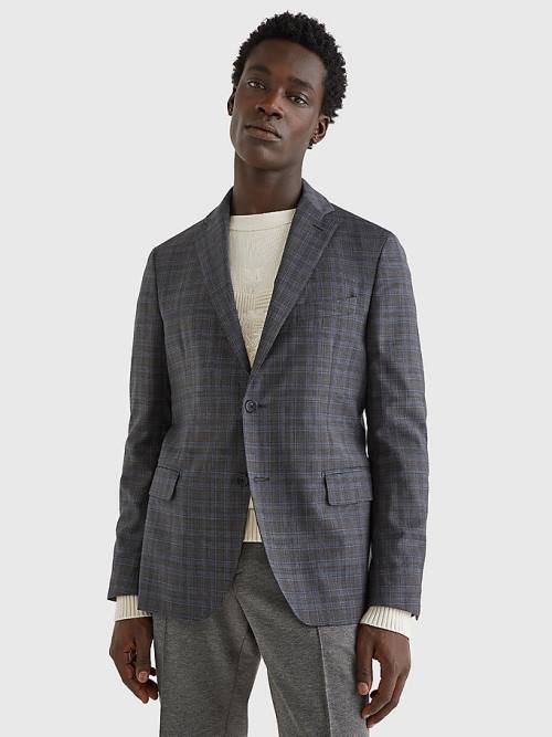 Muške Tommy Hilfiger Wool Check Constructed Sakoi Siva | TH506GIA