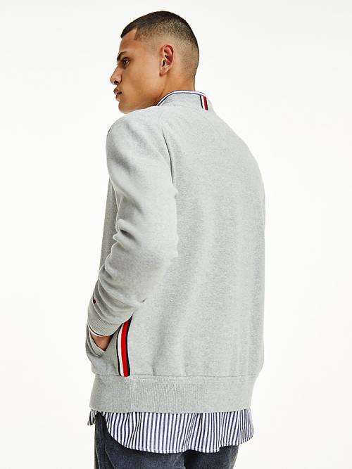 Muške Tommy Hilfiger Zip-Thru Baseball Collar Cardigan Džemper Siva | TH495GFI