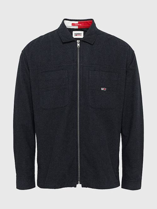 Muške Tommy Hilfiger Zip-Thru Soft Organic Cotton Overshirt Košulje Crna | TH804XCZ