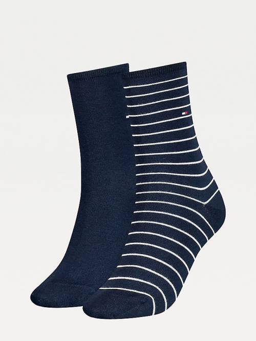 Ženske Tommy Hilfiger 2-Pack Slim Stripe Čarape Plava | TH365FEZ