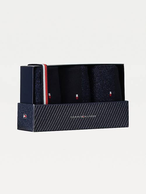 Ženske Tommy Hilfiger 3-Pack Sparkle Gift Box Čarape Plava | TH807FJB