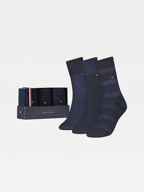 Ženske Tommy Hilfiger 3-Pack Sparkle Gift Box Čarape Plava | TH807FJB