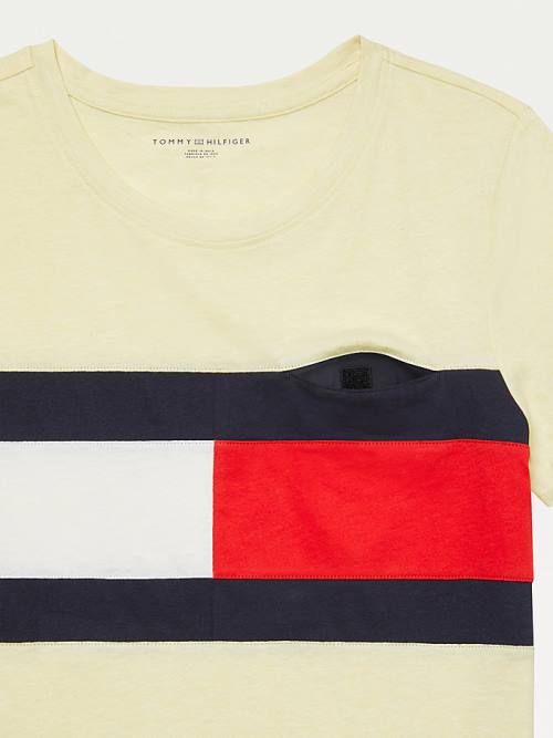 Ženske Tommy Hilfiger Adaptive Flag Print Cotton Majice Žuta | TH637XKS