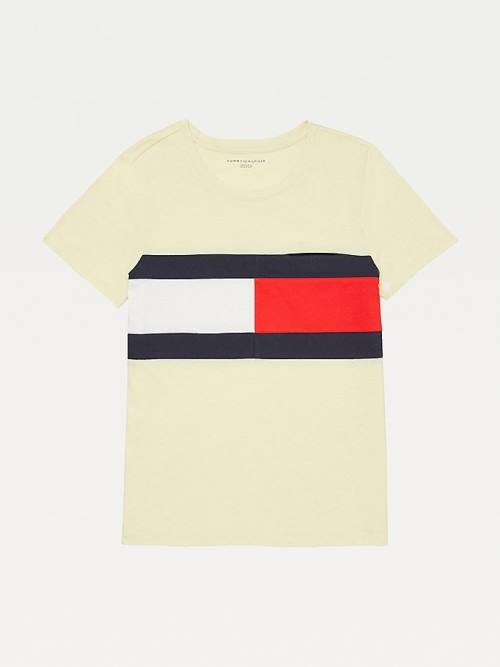 Ženske Tommy Hilfiger Adaptive Flag Print Cotton Majice Žuta | TH637XKS