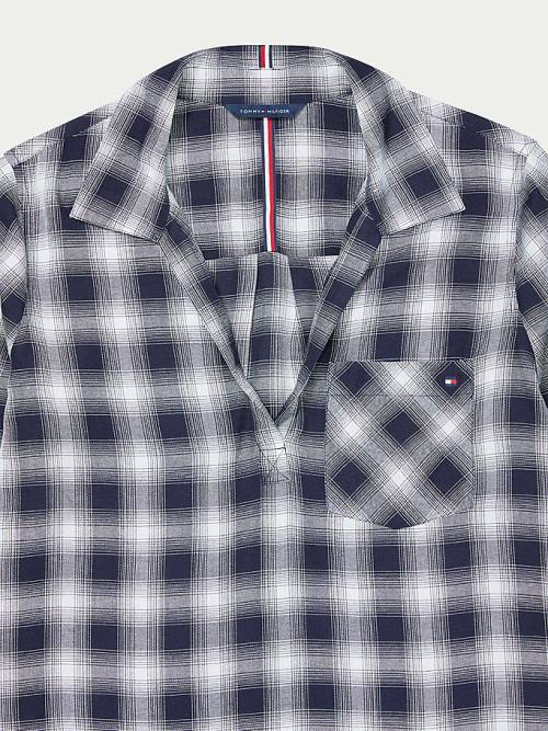 Ženske Tommy Hilfiger Adaptive Plaid Popover Košulje Plava | TH351YHZ