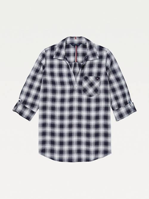 Ženske Tommy Hilfiger Adaptive Plaid Popover Košulje Plava | TH351YHZ