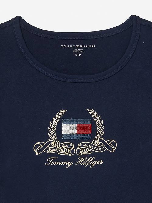 Ženske Tommy Hilfiger Adaptive Pure Cotton Logo Majice Plava | TH907JGL