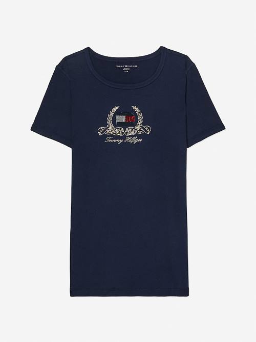 Ženske Tommy Hilfiger Adaptive Pure Cotton Logo Majice Plava | TH907JGL