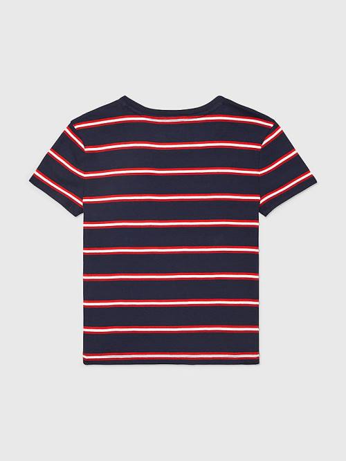 Ženske Tommy Hilfiger Adaptive Stripe Multicolour Logo Majice Plava | TH763UFW