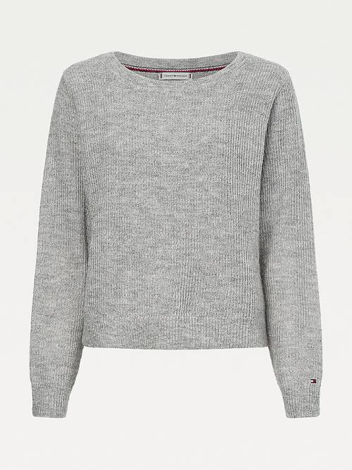 Ženske Tommy Hilfiger Alpaca Wool Wide Neck Relaxed Jumper Džemper Siva | TH154DCN