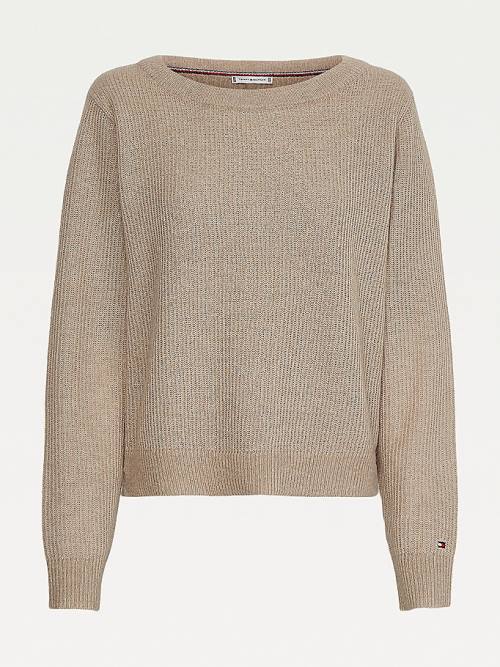 Ženske Tommy Hilfiger Alpaca Wool Wide Neck Relaxed Jumper Džemper Bež | TH173INS