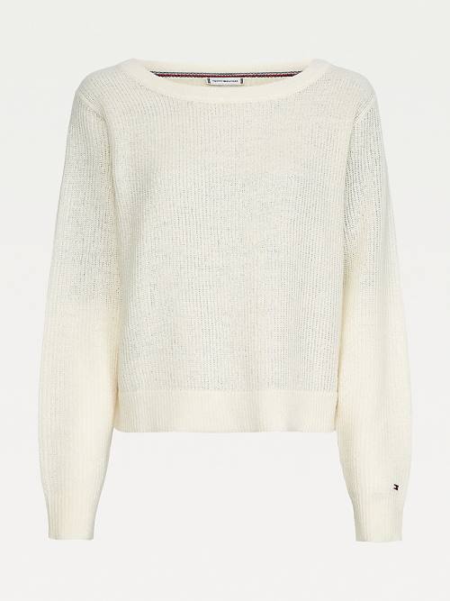 Ženske Tommy Hilfiger Alpaca Wool Wide Neck Relaxed Jumper Džemper Bela | TH785UVE