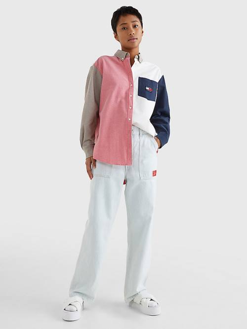 Ženske Tommy Hilfiger Archive Colour-Blocked Overshirt Košulje Plava | TH981ZYQ