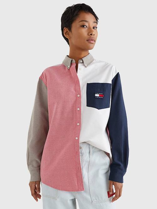 Ženske Tommy Hilfiger Archive Colour-Blocked Overshirt Košulje Plava | TH981ZYQ